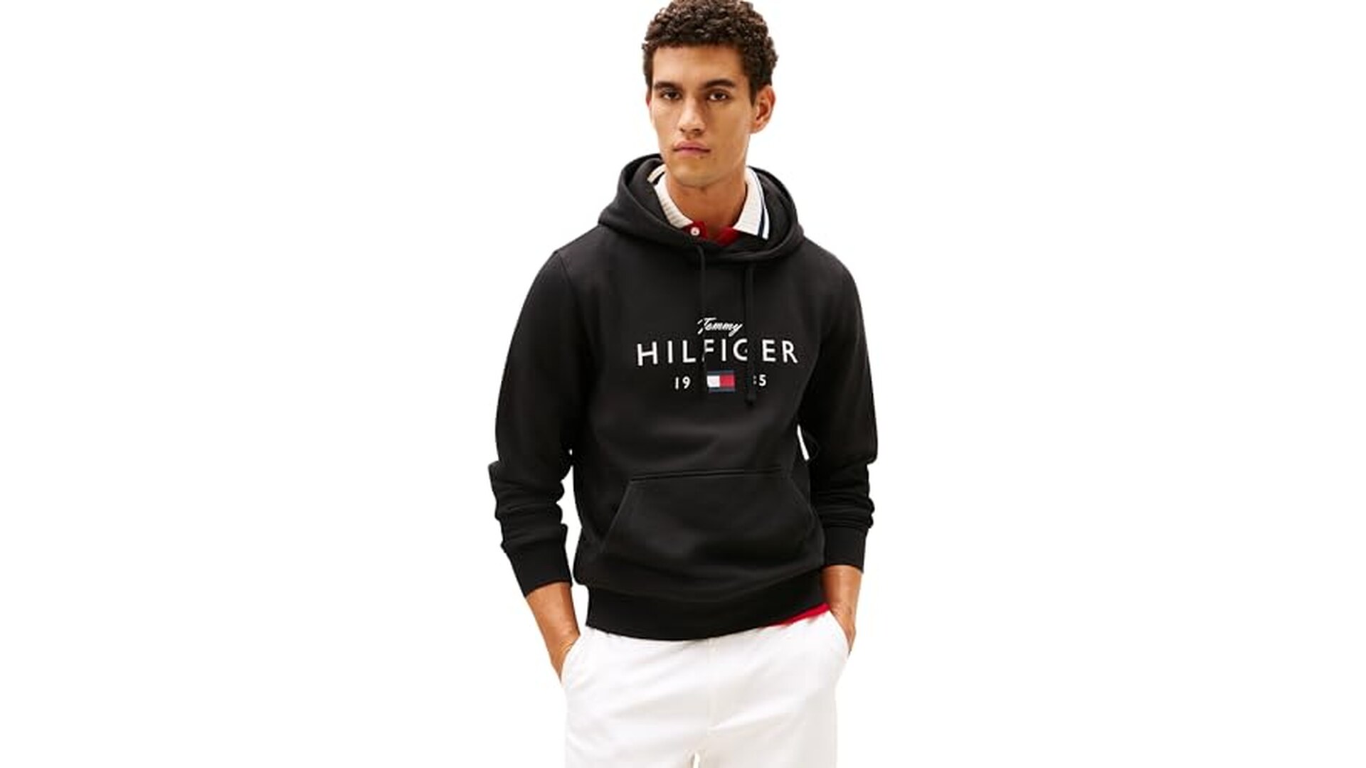Tommy Hilfiger Felpa con Cappuccio Uomo Nero Taglia L