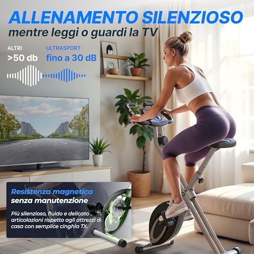 Ultrasport F-Bike Cyclette Pieghevole con LCD - immagine 3