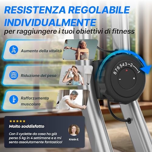 Ultrasport F-Bike Cyclette Pieghevole con LCD - immagine 4