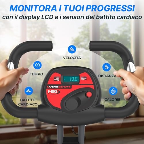 Ultrasport F-Bike Cyclette Pieghevole con LCD - immagine 5