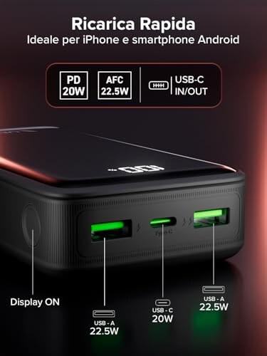UNIQO Power LCD Powerbank 20000mAh con Power Delivery - immagine 2