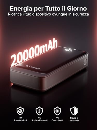 UNIQO Power LCD Powerbank 20000mAh con Power Delivery - immagine 5