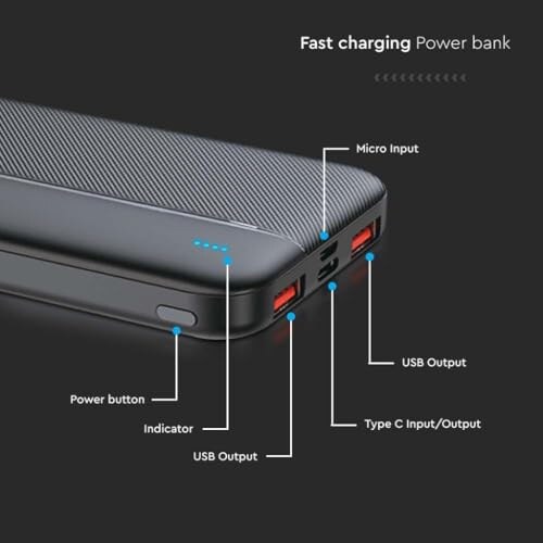 V-TAC Power Bank 10000mAh con Ricarica Rapida - immagine 2