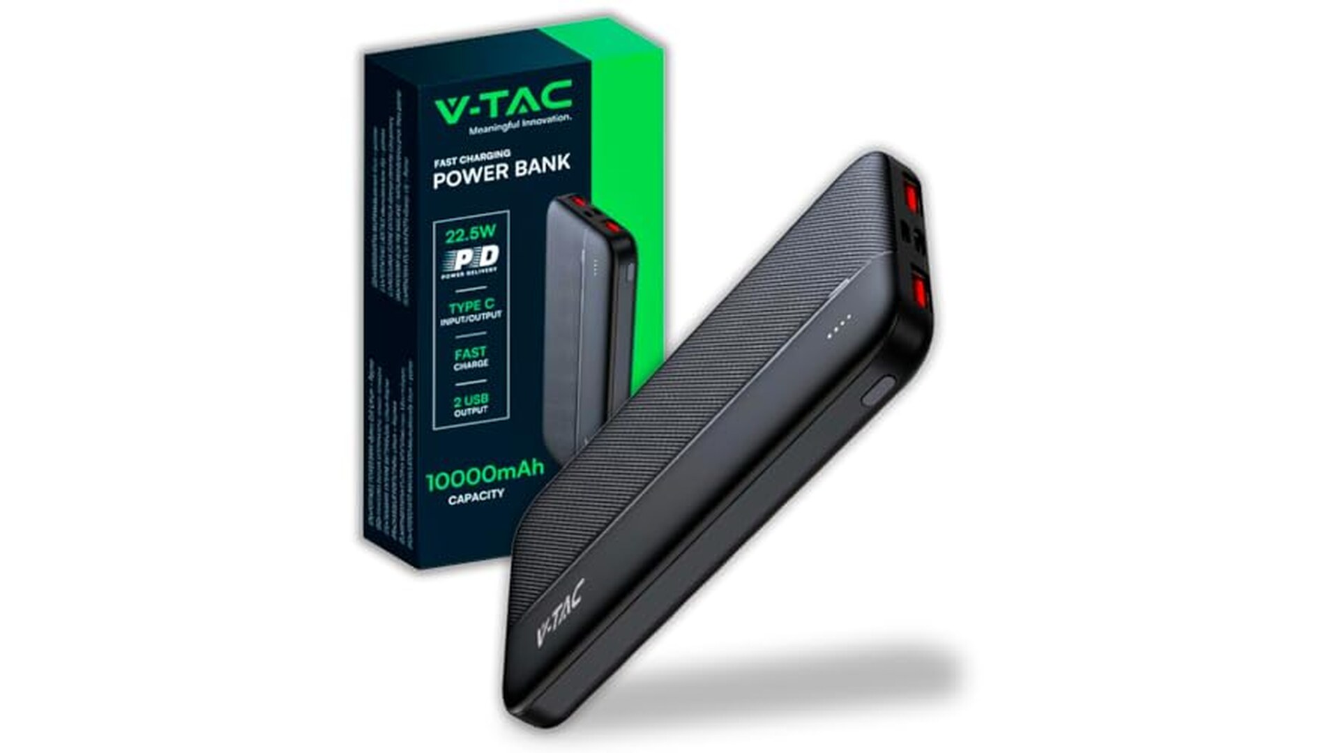 V-TAC Power Bank 10000mAh con Ricarica Rapida