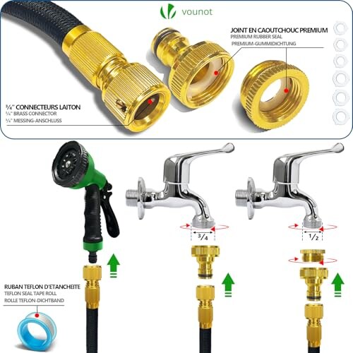 VOUNOT Tubo Irrigazione Estensibile 30m con Pistola - immagine 3