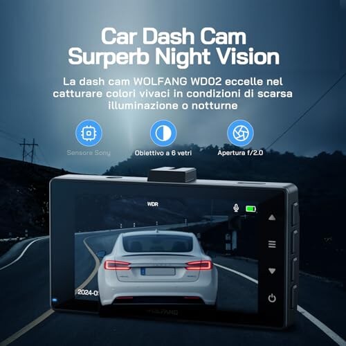 WOLFANG Doppia Dashcam 2.5K con Visione Notturna - immagine 3
