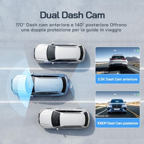 WOLFANG Doppia Dashcam 2.5K con Visione Notturna - immagine 4
