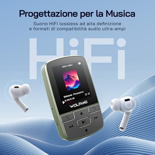 WOLFANG Lettore MP3 Bluetooth 5.2 con Clip Sportiva - immagine 3