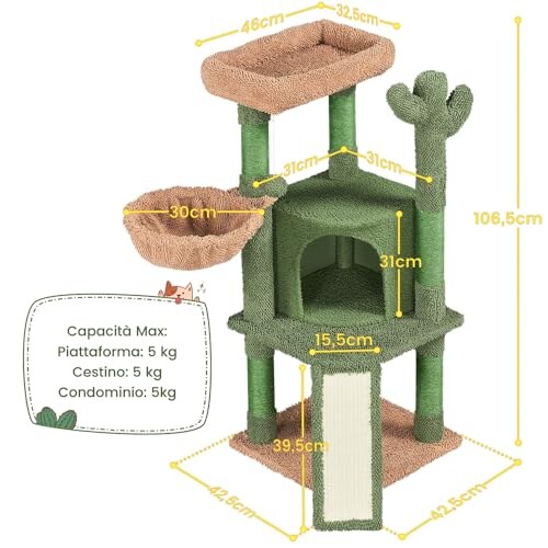 Yaheetech Albero Tiragraffi Cactus 106,5cm - immagine 2