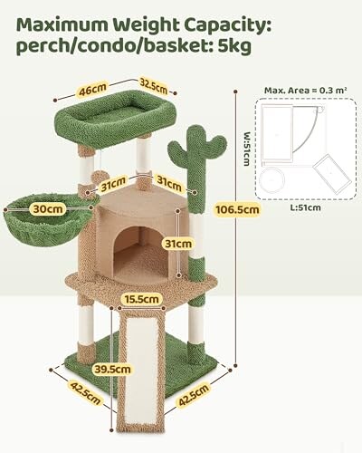 Yaheetech Albero Tiragraffi Cactus 106,5cm - immagine 2