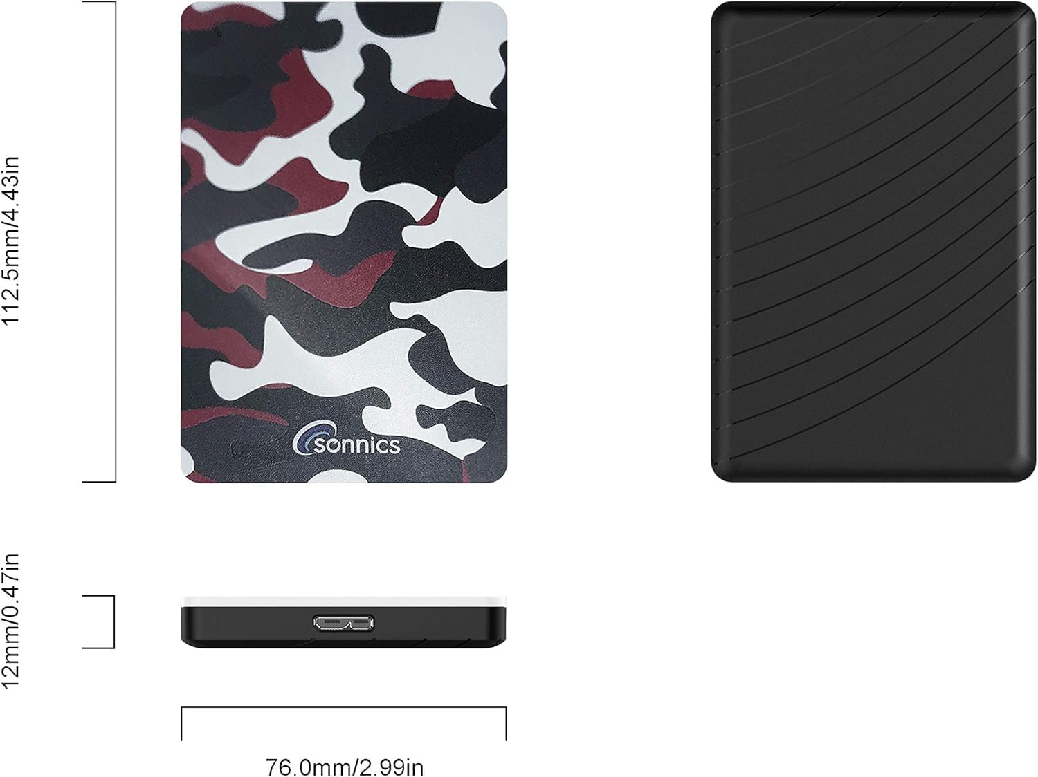 Sonnics 500GB USB 3.0 Hard Disk Esterno Portatile Rosso Camo - immagine 2
