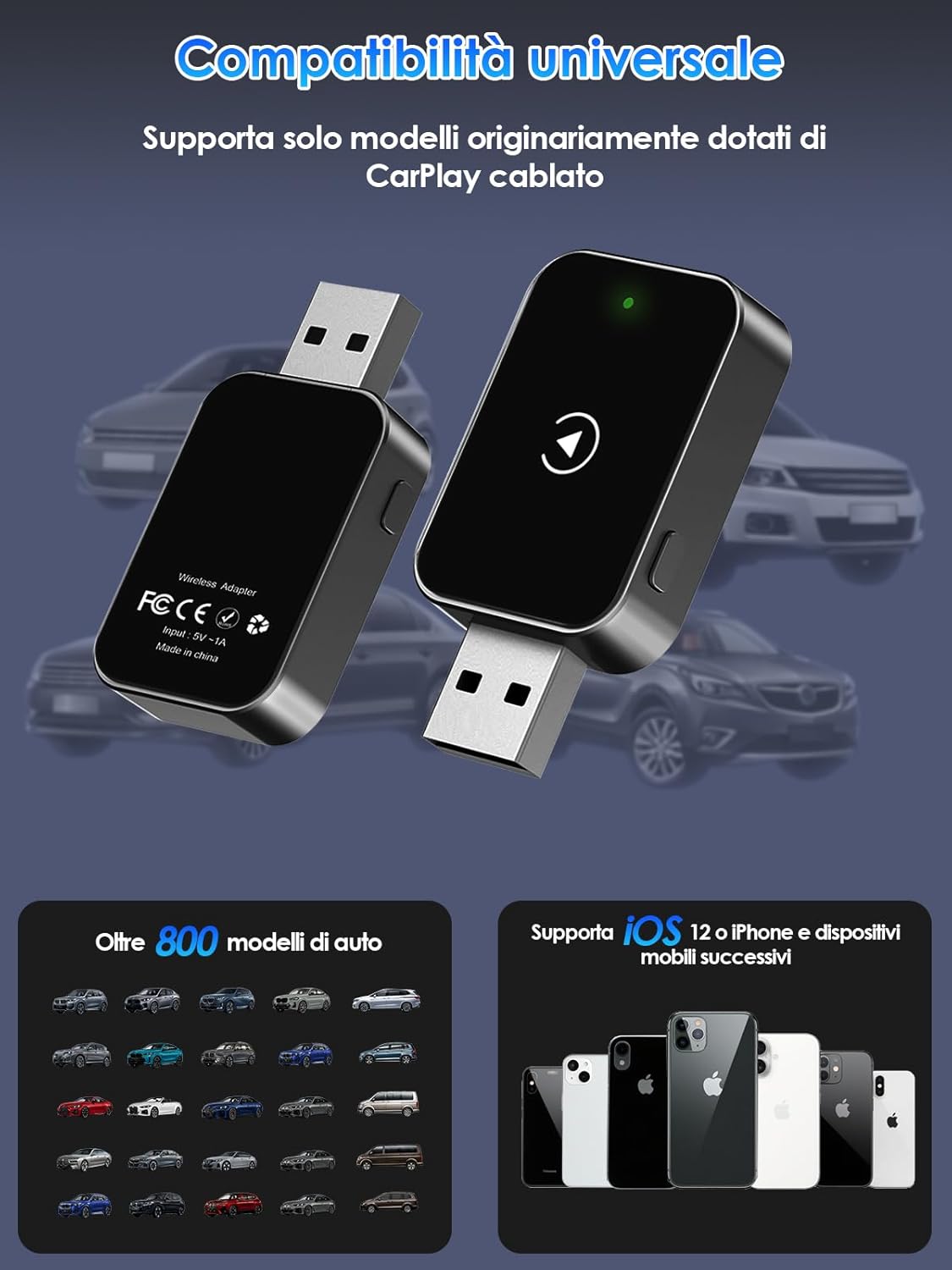 Adattatore Wireless per CarPlay Upgrade 2025 USB / Type-C - immagine 1