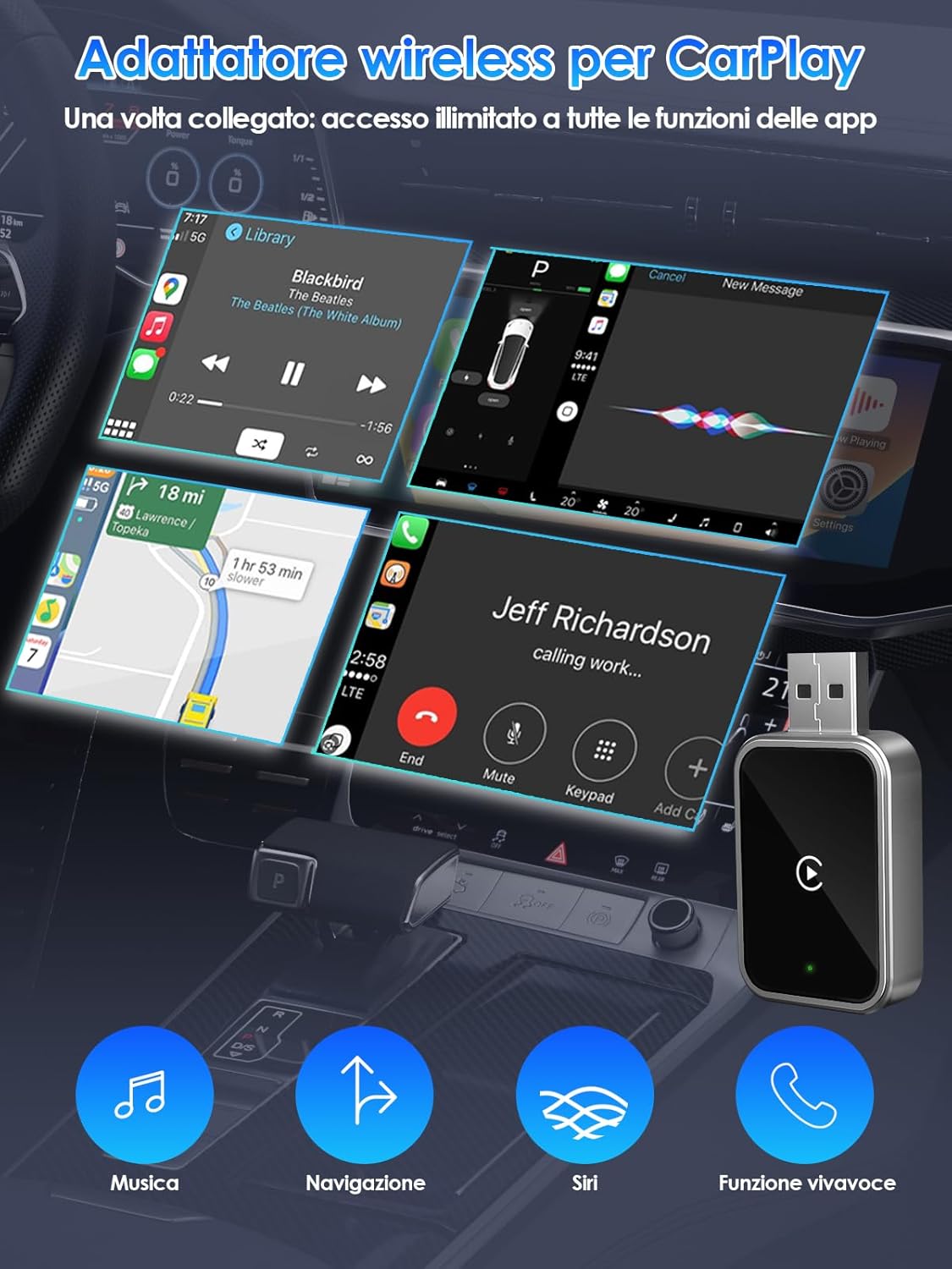 Adattatore Wireless per CarPlay Upgrade 2025 USB / Type-C - immagine 3