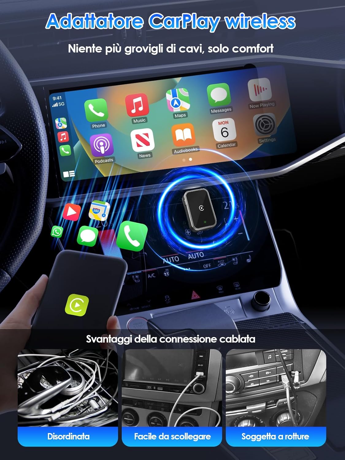Adattatore Wireless per CarPlay Upgrade 2025 USB / Type-C - immagine 5