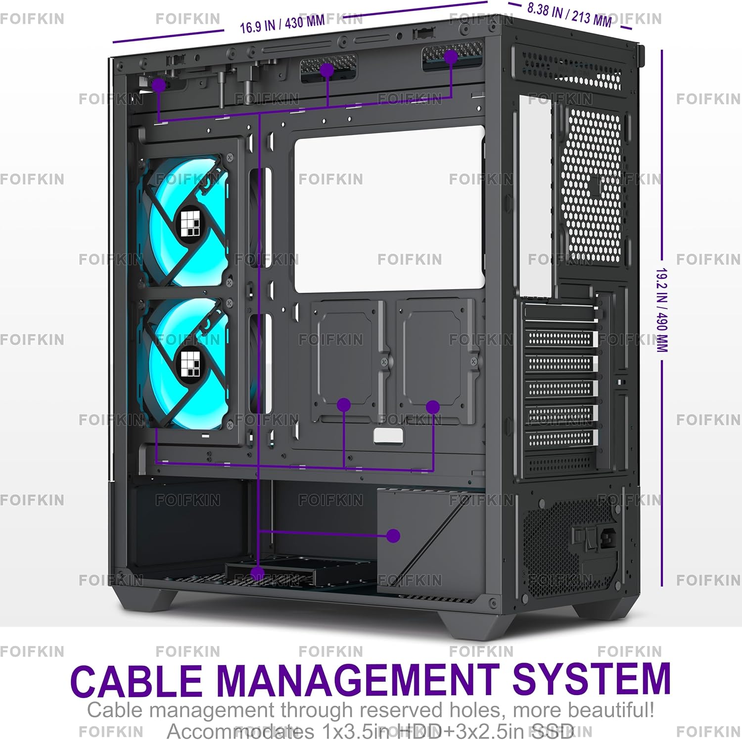 FOIFKIN F1 Case PC Mid-Tower Gaming con Ventole ARGB - immagine 3