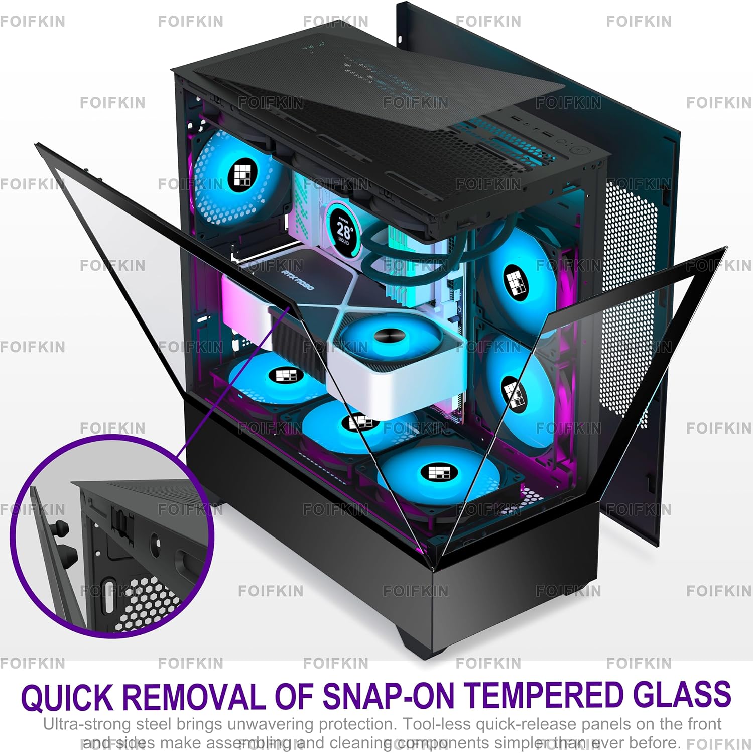 FOIFKIN F1 Case PC Mid-Tower Gaming con Ventole ARGB - immagine 5