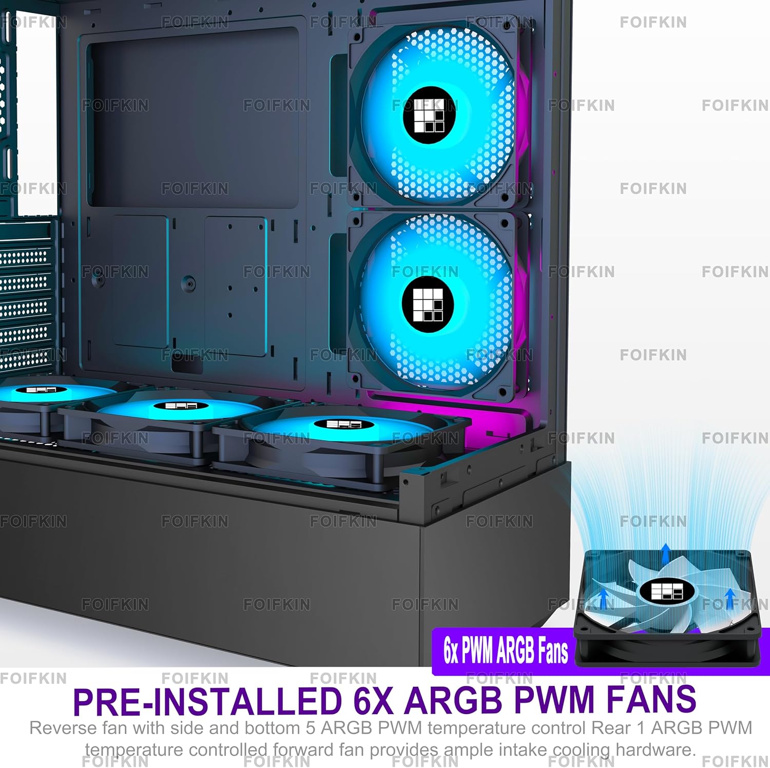 FOIFKIN F1 Case PC Mid-Tower Gaming con Ventole ARGB - immagine 6