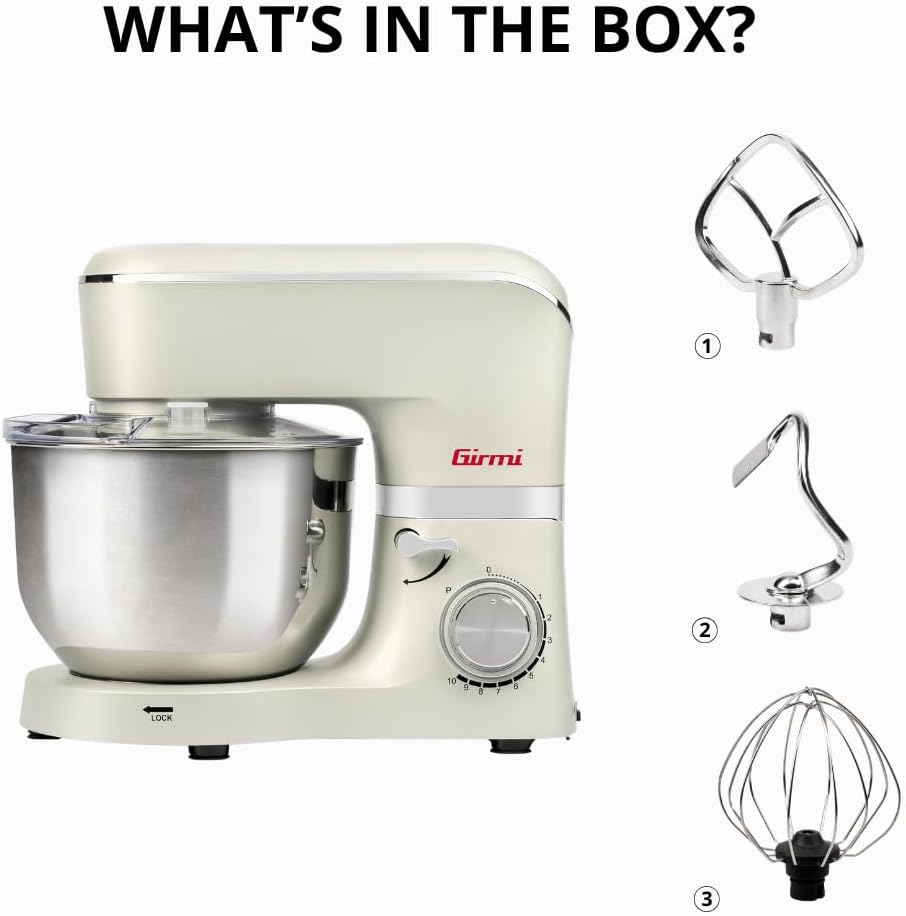 Girmi IM47 Impastatrice Planetaria, 6 Litri, 1500 W, Panna - immagine 1