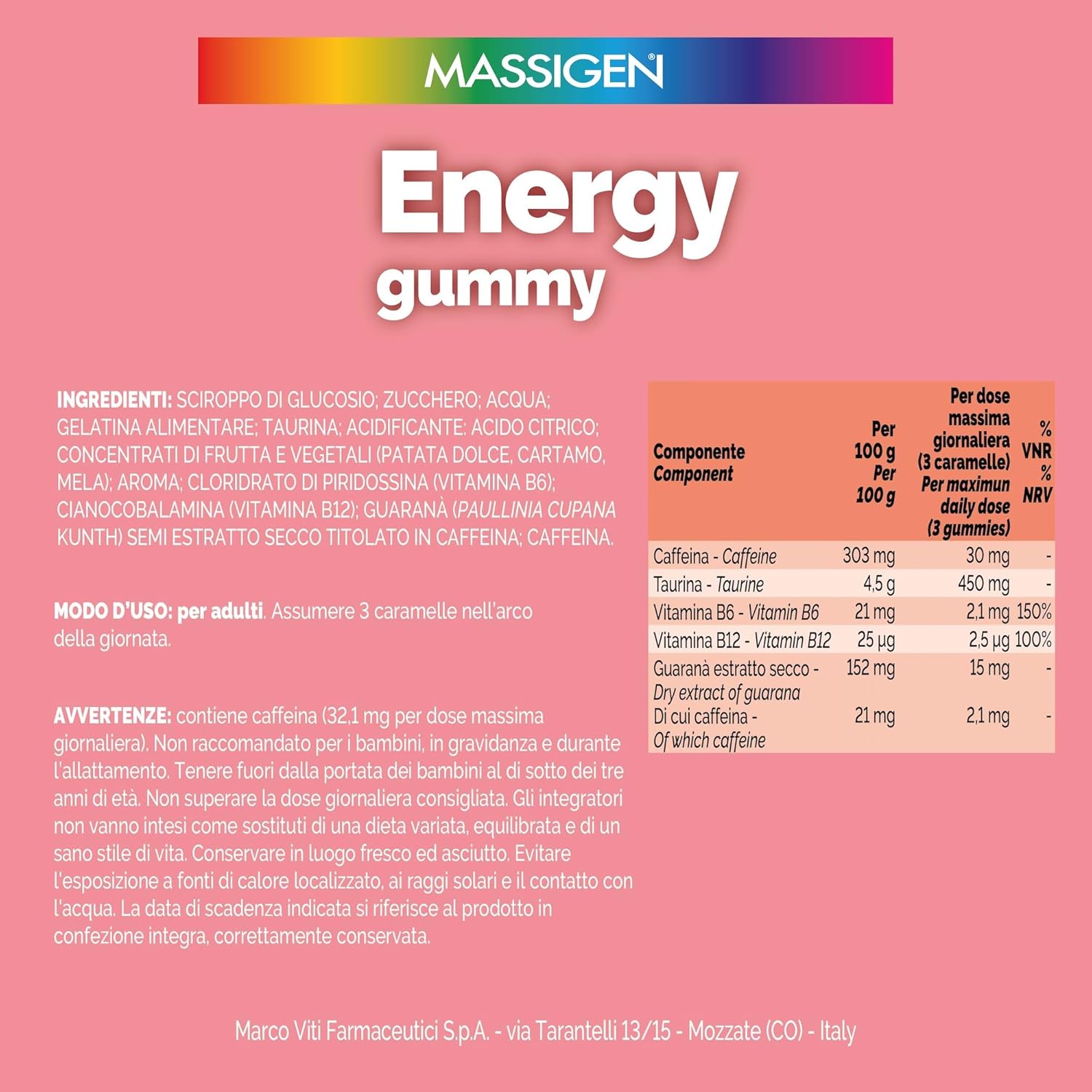 Massigen Energy Gummy con Guaranà e Caffeina 60 caramelle - immagine 2