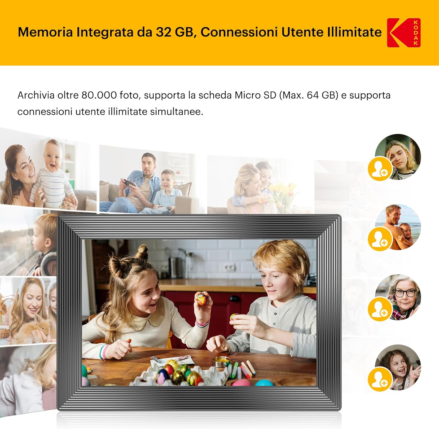 Cornice Digitale KODAK 10,1 Pollici WiFi Touch IPS 32GB - immagine 2