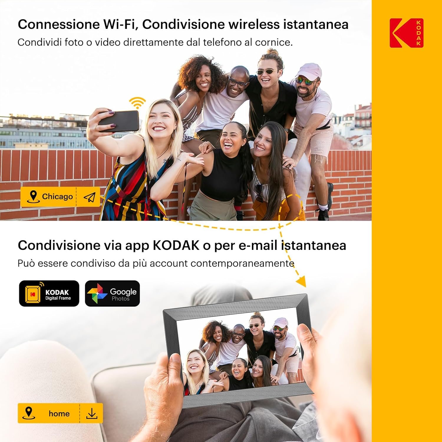 Cornice Digitale KODAK 10,1 Pollici WiFi Touch IPS 32GB - immagine 3