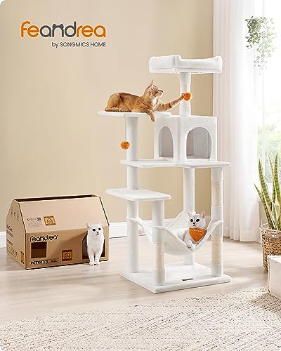 Feandrea Albero Tiragraffi per Gatti 143 cm, Bianco Crema - immagine 1