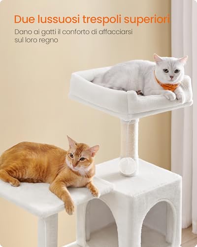 Feandrea Albero Tiragraffi per Gatti 143 cm, Bianco Crema - immagine 3