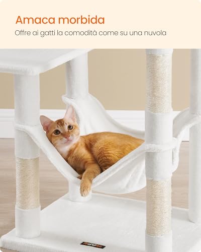 Feandrea Albero Tiragraffi per Gatti 143 cm, Bianco Crema - immagine 4