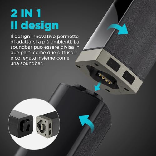 Soundbar Bluetooth TV 32 Pollici Staccabile, Audio Potente - immagine 1