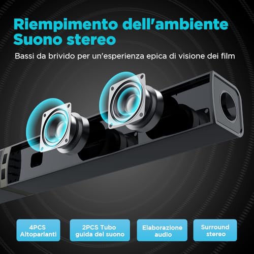 Soundbar Bluetooth TV 32 Pollici Staccabile, Audio Potente - immagine 2