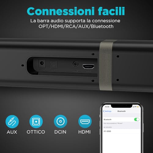 Soundbar Bluetooth TV 32 Pollici Staccabile, Audio Potente - immagine 5