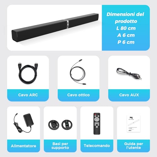 Soundbar Bluetooth TV 32 Pollici Staccabile, Audio Potente - immagine 7