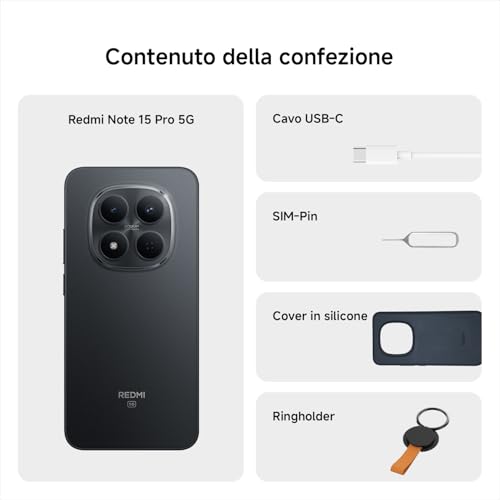 Xiaomi Redmi Note 15 Pro 5G, 12+512GB, Nero - immagine 4