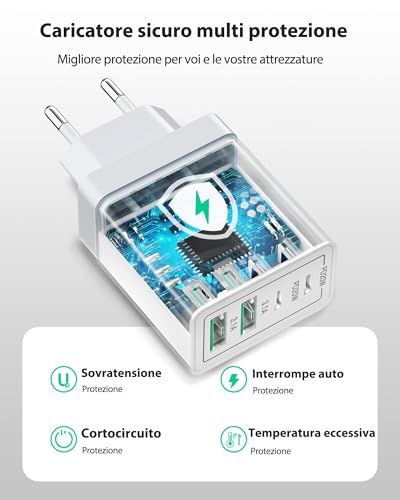 Caricatore USB C Rapido 40W 4 Porte - immagine 4