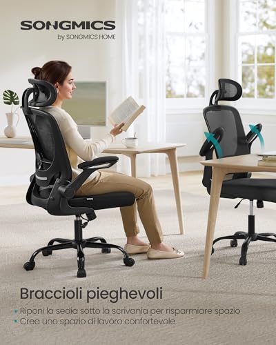 SONGMICS Sedia da Ufficio Ergonomica con Braccioli - immagine 2