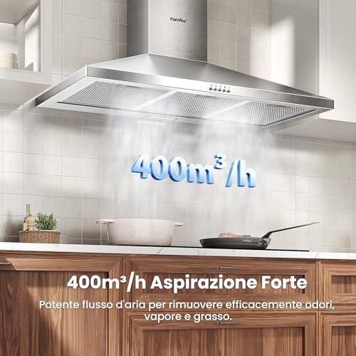 Cappa Aspirante COMFEE' 90 cm Acciaio Inossidabile - immagine 2