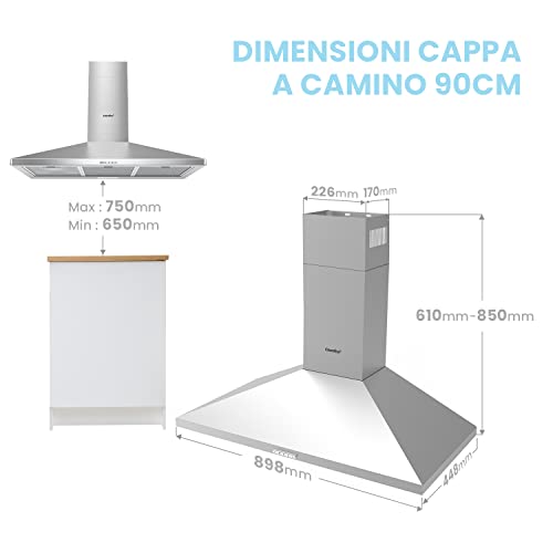 Cappa Aspirante COMFEE' 90 cm Acciaio Inossidabile - immagine 7