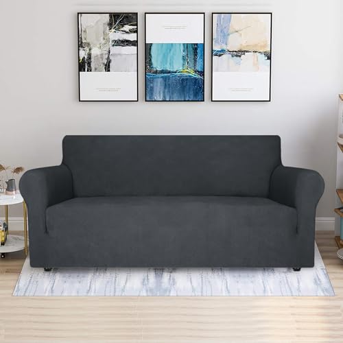 Copridivano 3 Posti Antigraffio Grigio Scuro - immagine 1