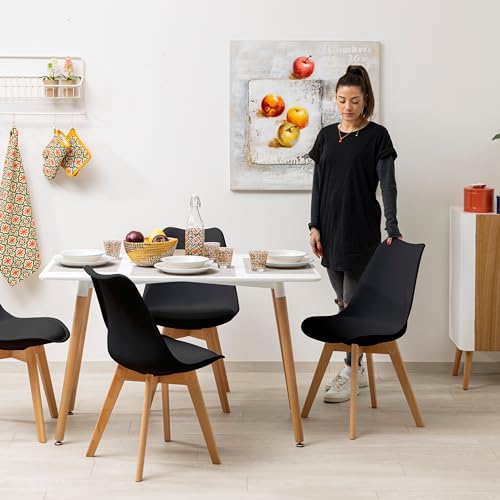 Baroni Home Set di 4 Sedie da Pranzo con Gambe in Legno - immagine 1
