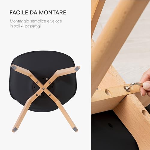 Baroni Home Set di 4 Sedie da Pranzo con Gambe in Legno - immagine 7
