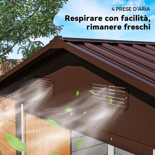 Casetta da Giardino Outsunny 4.07m² Effetto Legno - immagine 1
