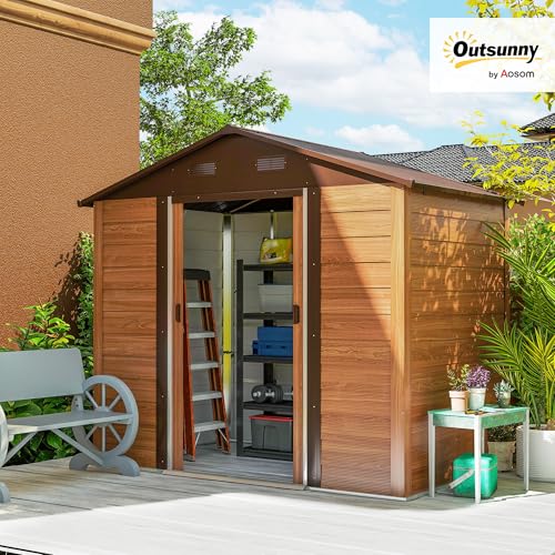Casetta da Giardino Outsunny 4.07m² Effetto Legno - immagine 3