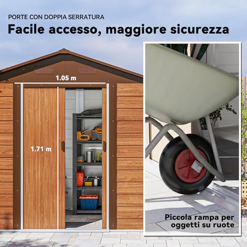 Casetta da Giardino Outsunny 4.07m² Effetto Legno - immagine 6