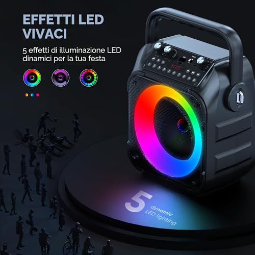 Altoparlante Karaoke Portatile con Microfoni - immagine 3