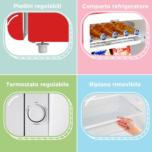 COMFEE' Frigorifero Monoporta 93L Retrò Rosso - immagine 7