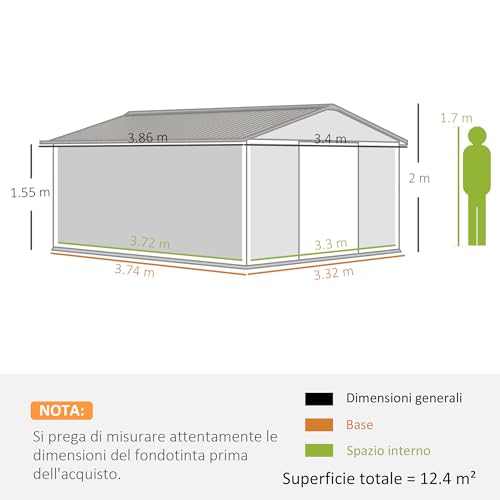 Casetta da Giardino Outsunny 12.4m² in Acciaio - immagine 6