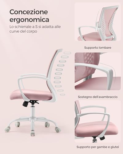 Sedia da Ufficio SONGMICS Rosa Gelatina - immagine 3
