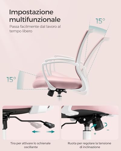Sedia da Ufficio SONGMICS Rosa Gelatina - immagine 5