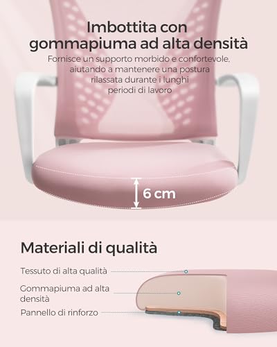 Sedia da Ufficio SONGMICS Rosa Gelatina - immagine 6