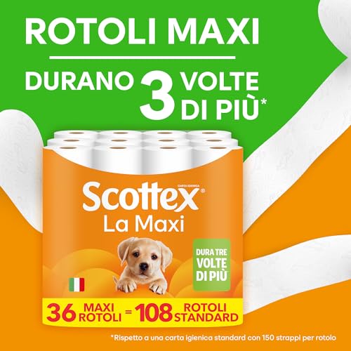 Scottex Carta Igienica La Maxi, 36 Rotoli da 500 Strappi - immagine 1